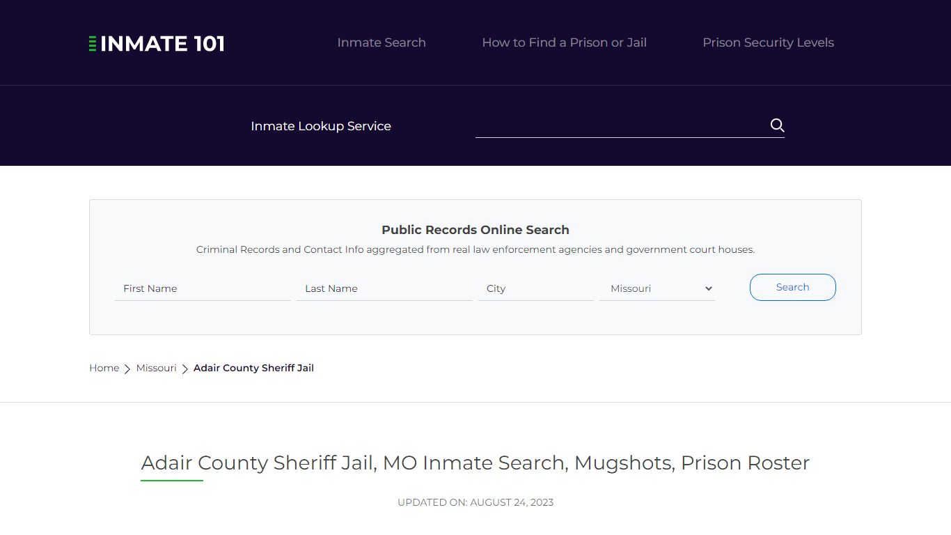 Adair County Sheriff Jail, MO Inmate Search, Mugshots, Prison Roster